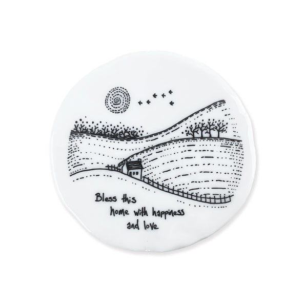 Porcelain Countryside Coaster - Bless this home with happiness and Love