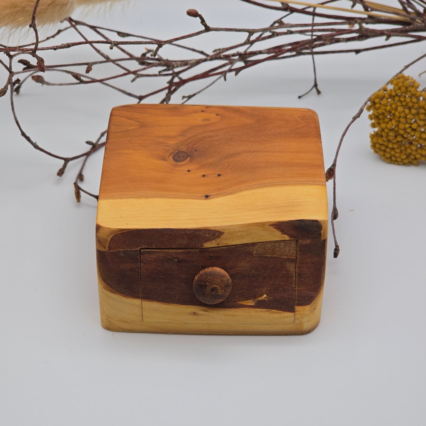 Natural edge wooden box - Yew