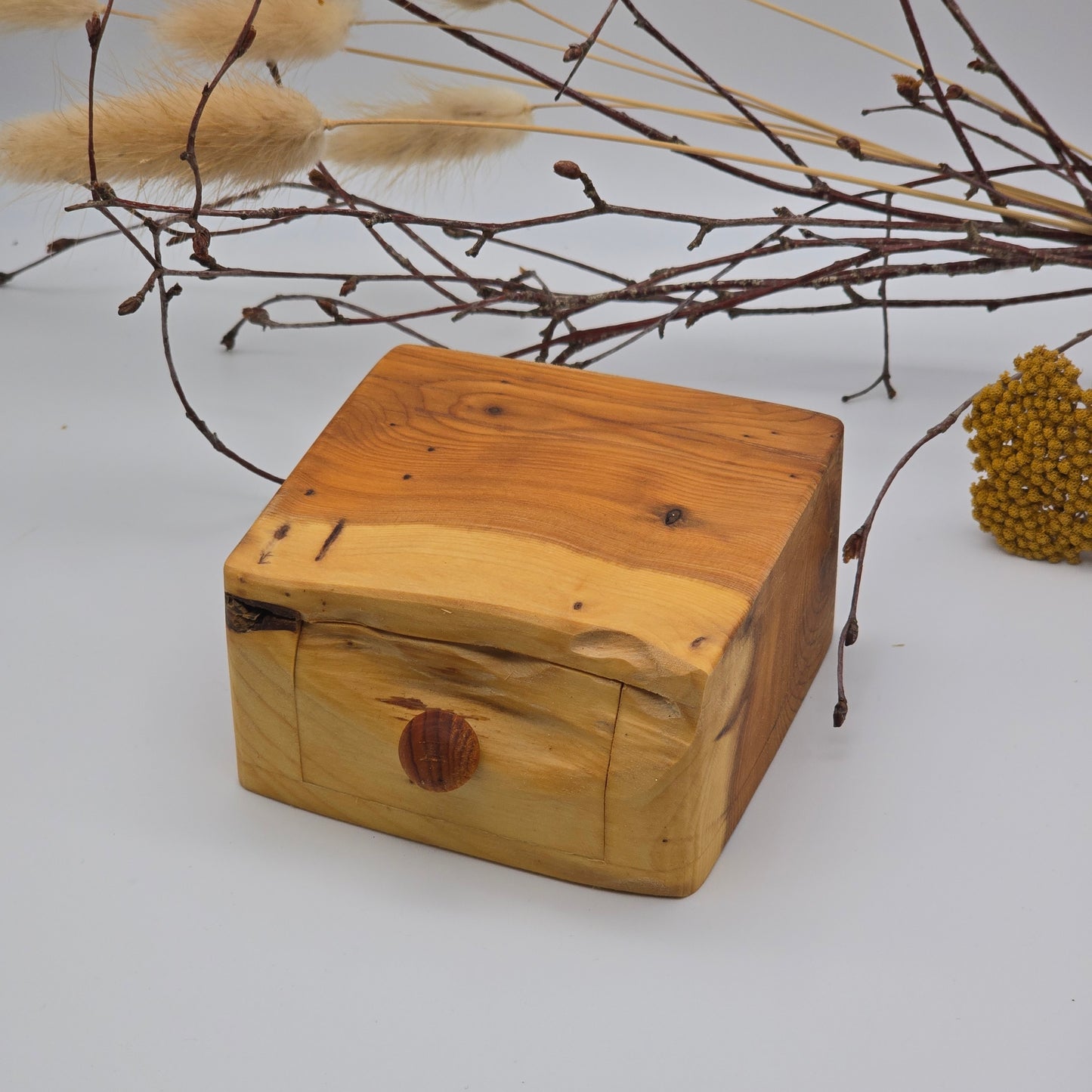 Natural edge wooden box - Yew