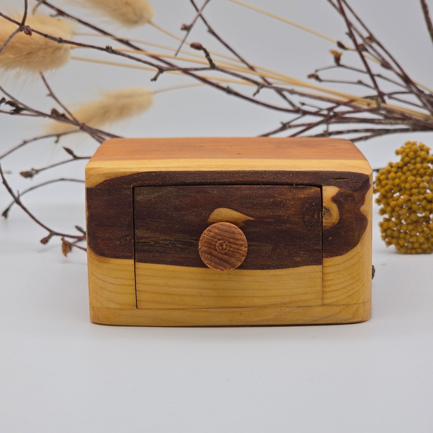 Natural edge wooden box - Yew