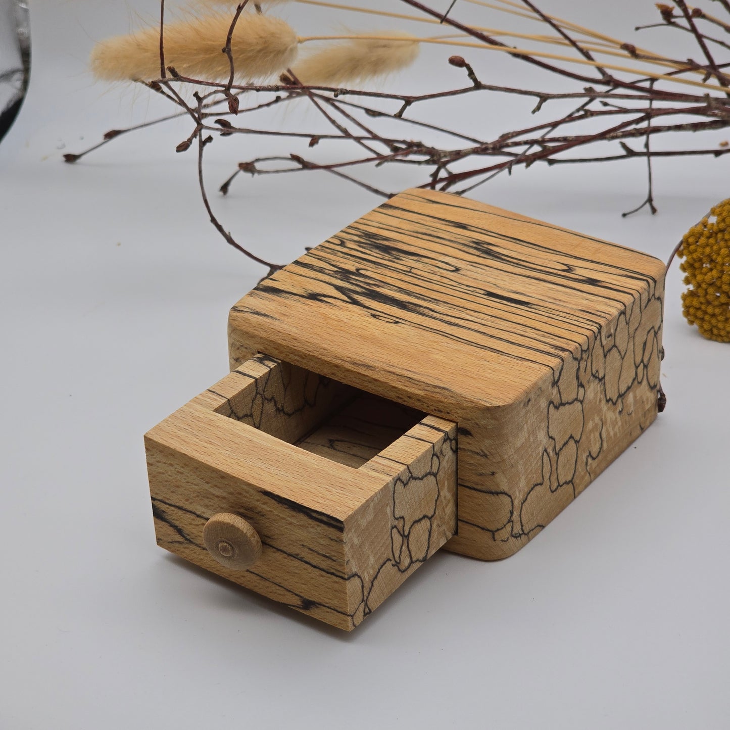 Natural edge wooden box - Spalted Beech