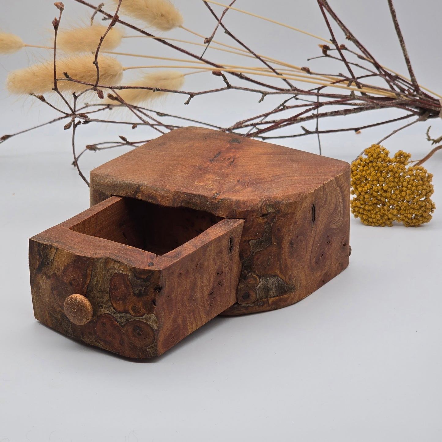 Natural edge wooden box - Elm Burr