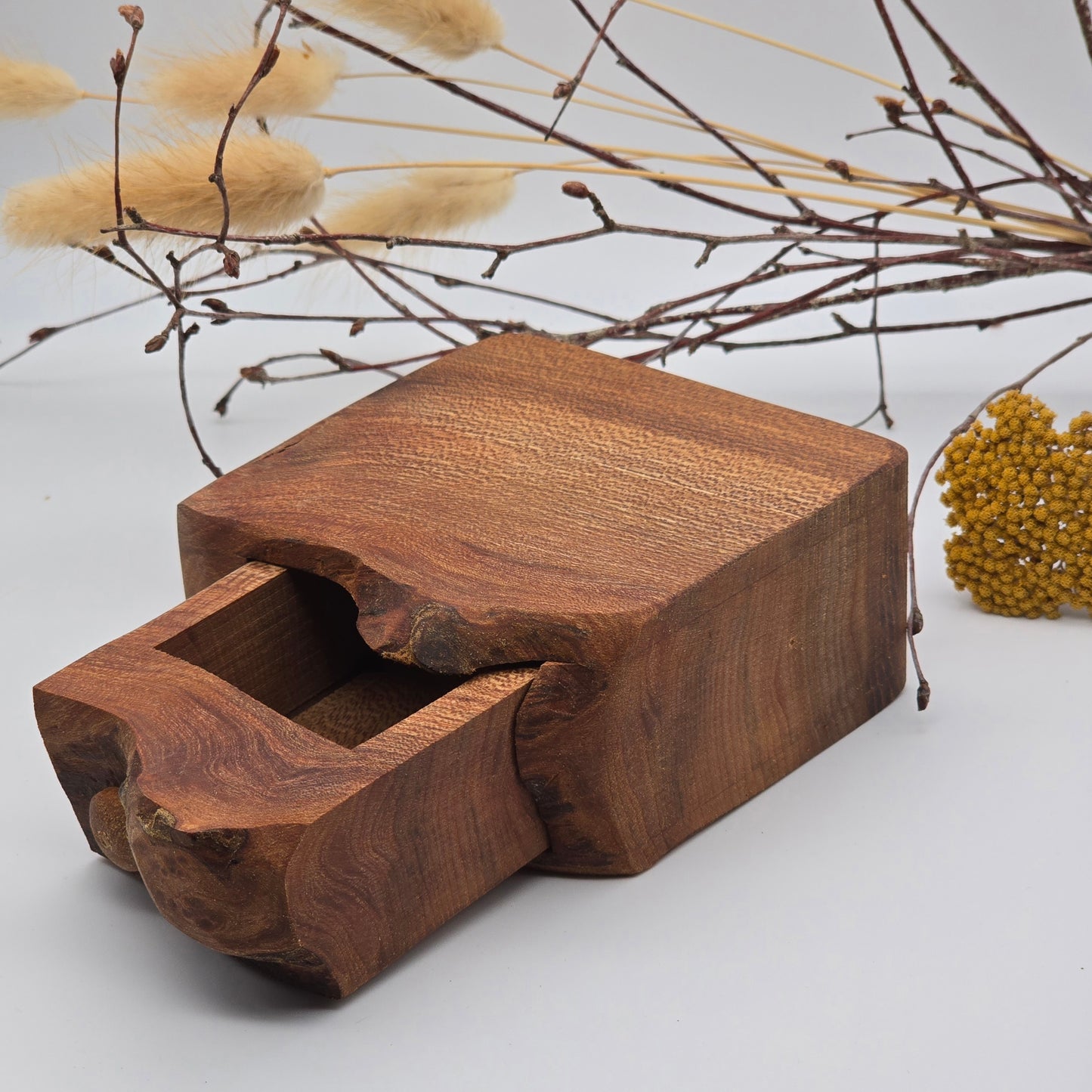 Natural edge wooden box - Elm Burr