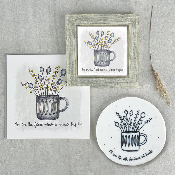 Porcelain round coaster - Fill your life with adventures and friends
