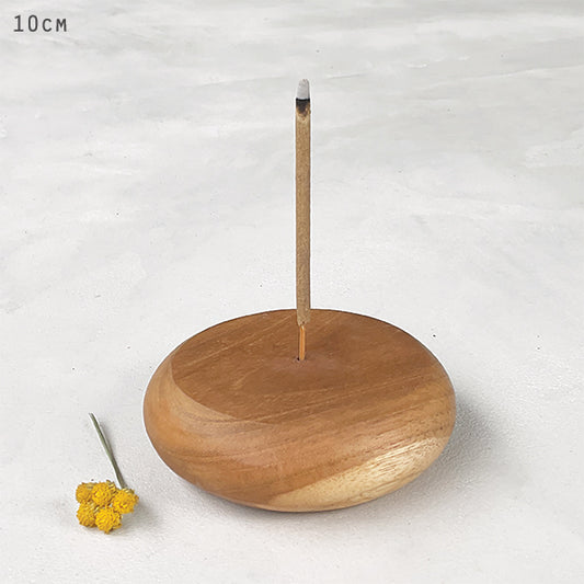 Wood incense holder - round solid
