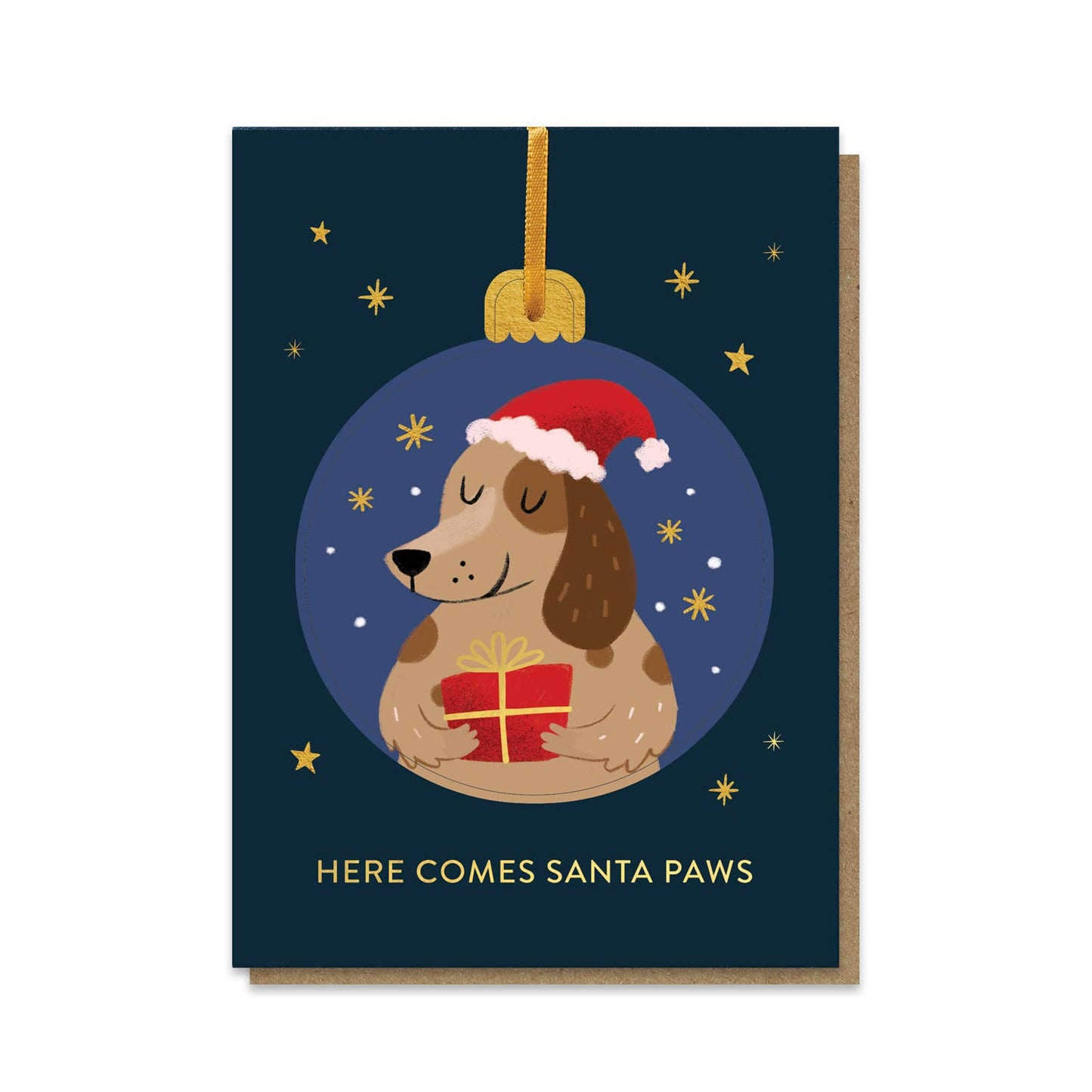 Santa Paws Dog Pop-out Christmas Bauble Card