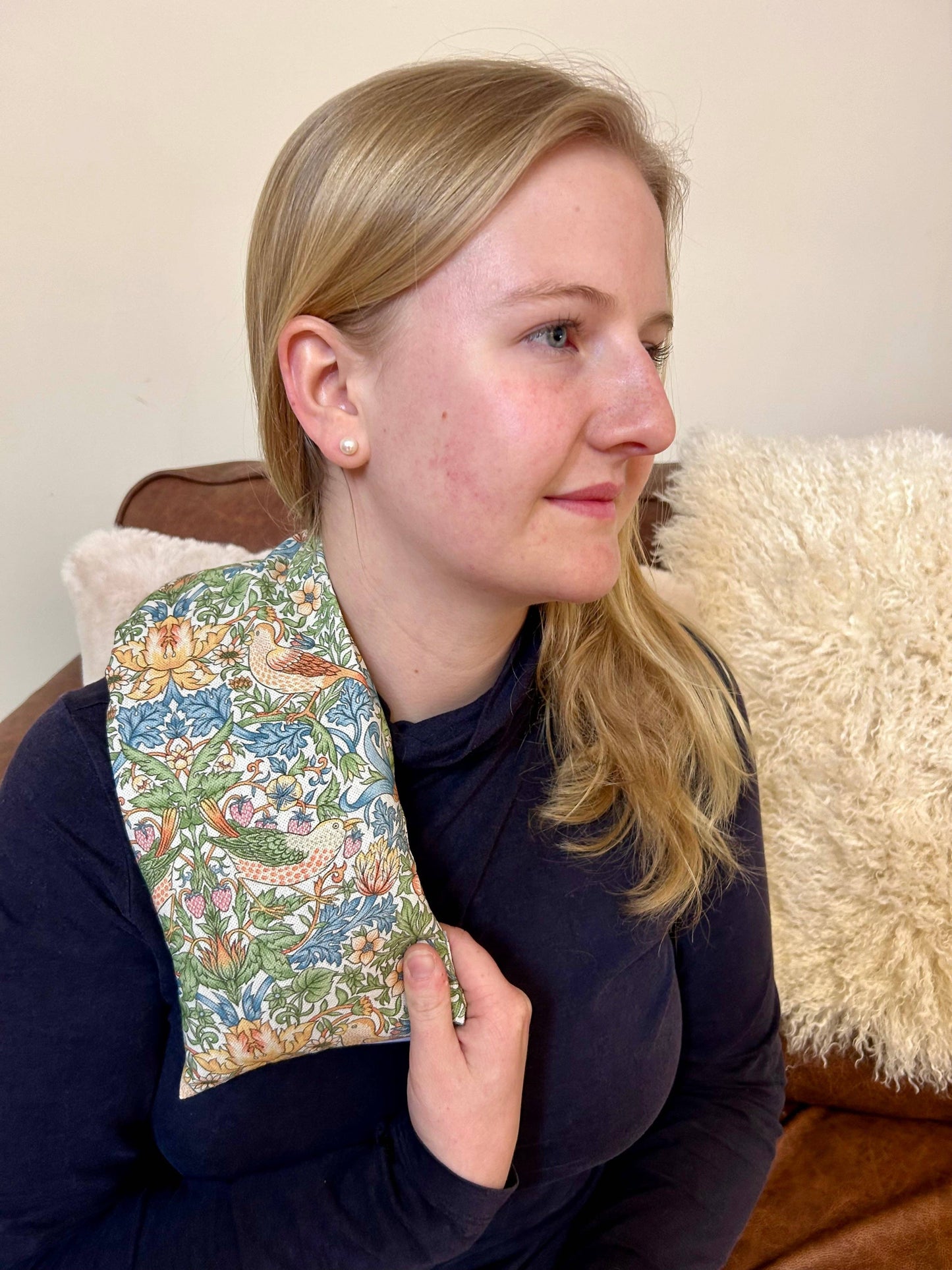 William Morris Strawberry Thief, Sky, Cotton Wheat Bag: Lavender
