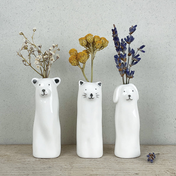 Porcelain Bear Vase - True friends leave paw prints on your heart