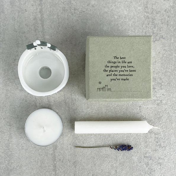 Porcelain Candle & tea light holder- The best things in life