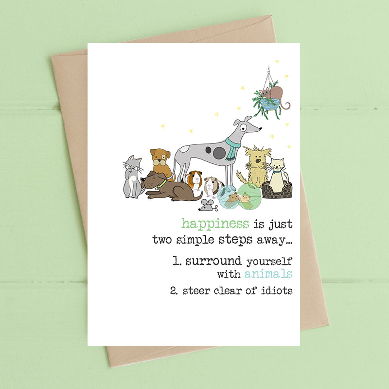 Happiness is just two steps away - Card