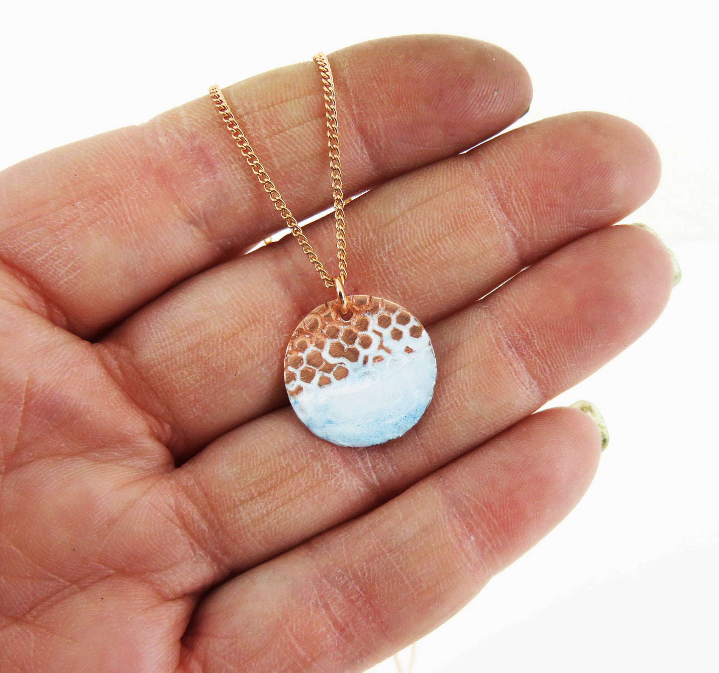 Textured Stamped Copper Small Disc Pendant