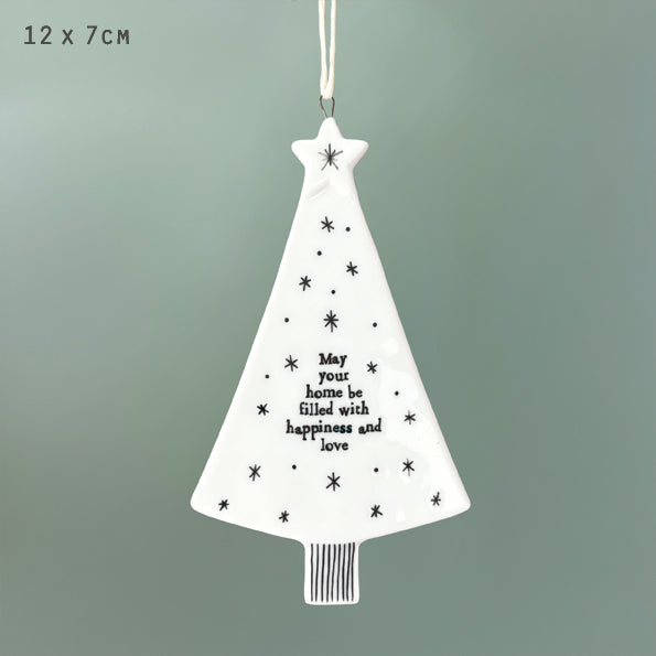Porcelain Christmas Tree hanger - home filled with happiness