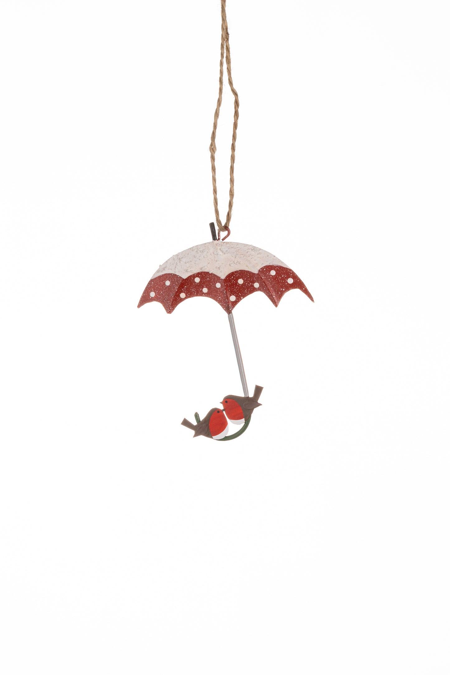 Robins on an umbrella