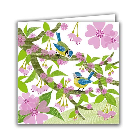 Blue Tits and Blossom - Art Card