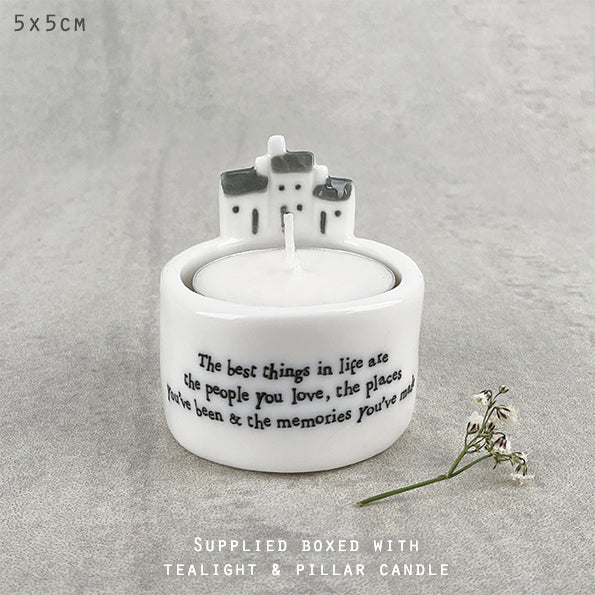 Porcelain Candle & tea light holder- The best things in life