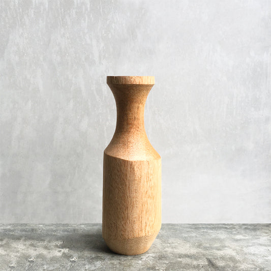 Handcarved Round Wood Vase - Small