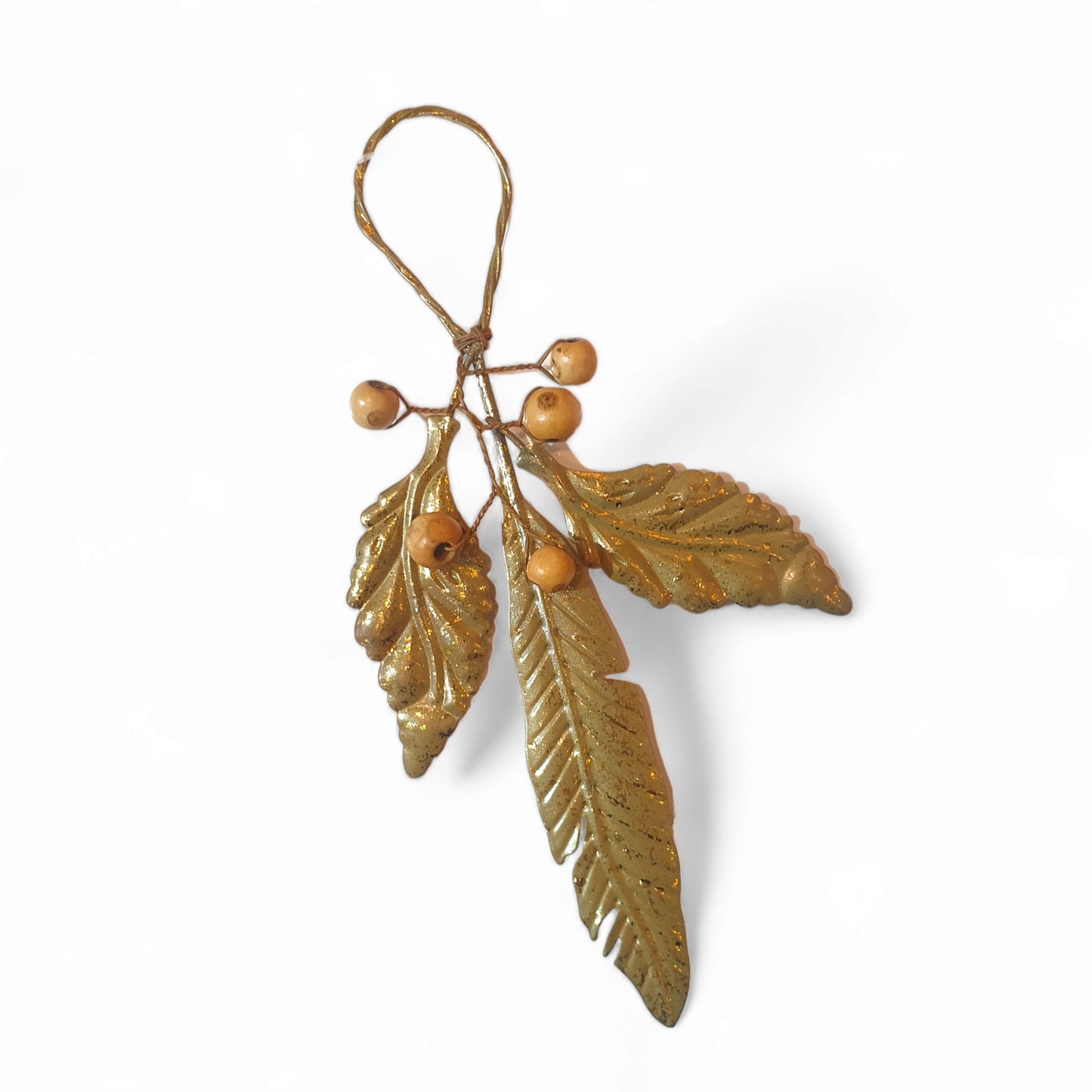Gold Metal Leaf and Berry - Christmas Decoration