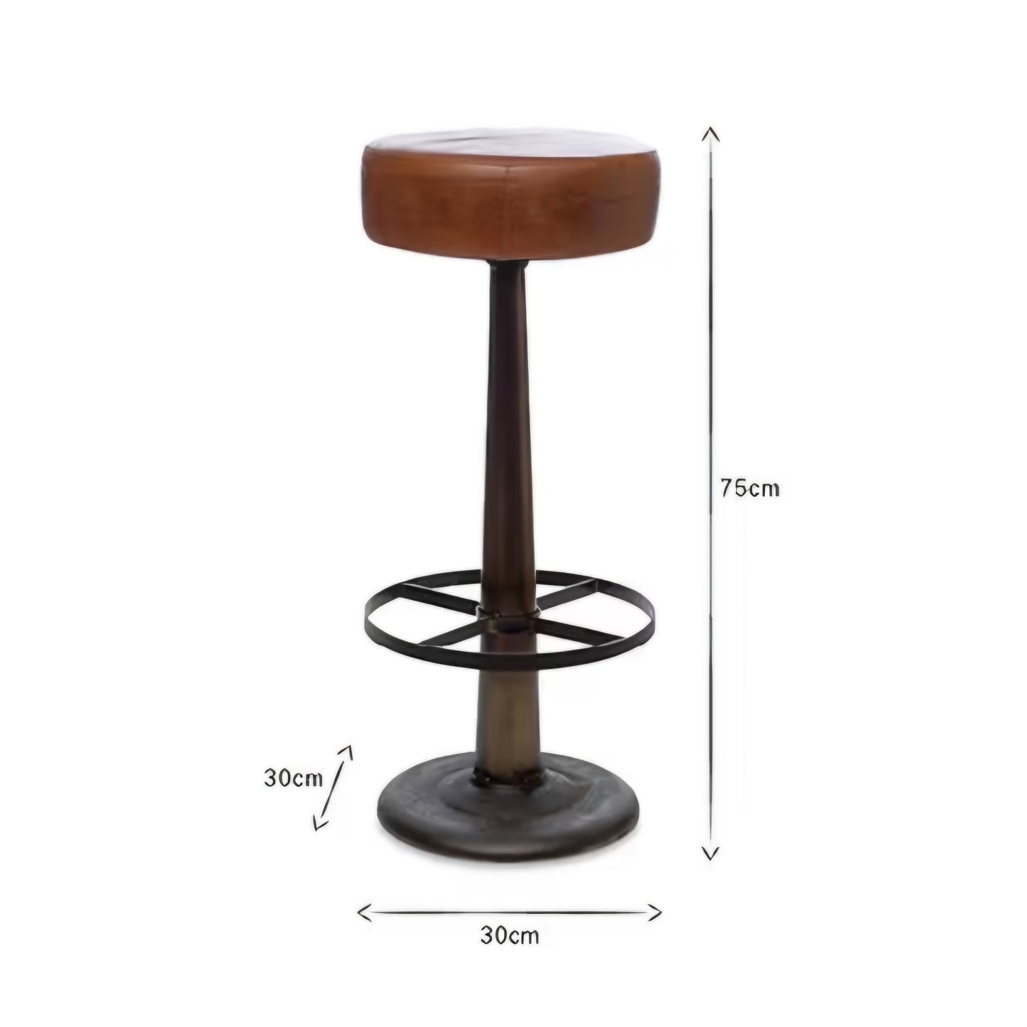 Narwana leather round stool - aged tan