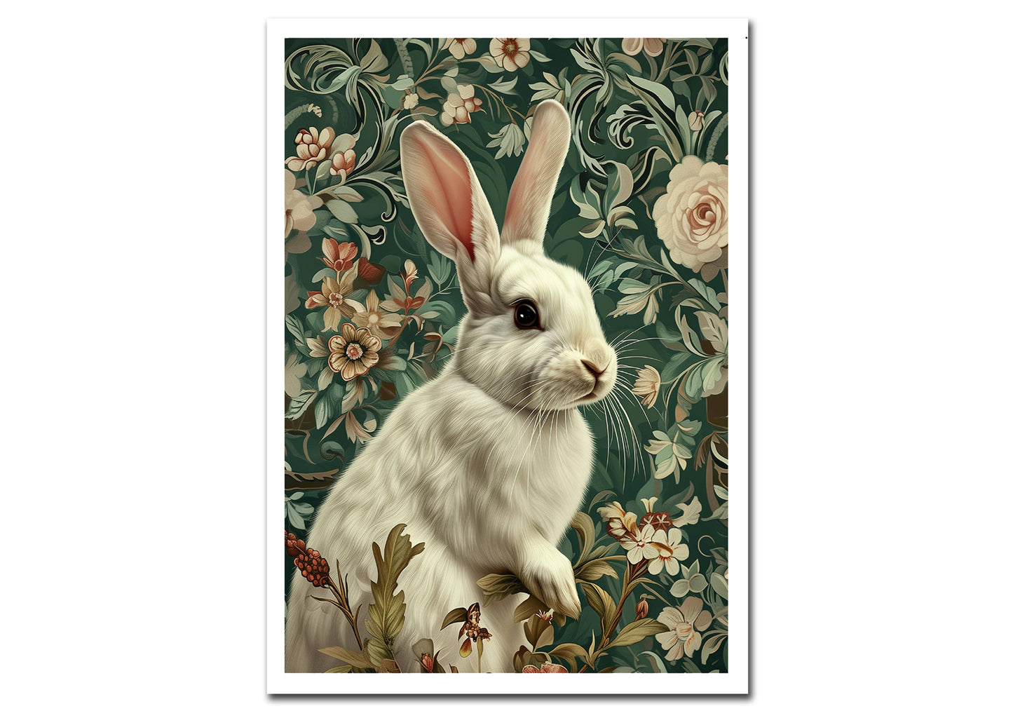 William Morris - White Rabbit Greeting Card