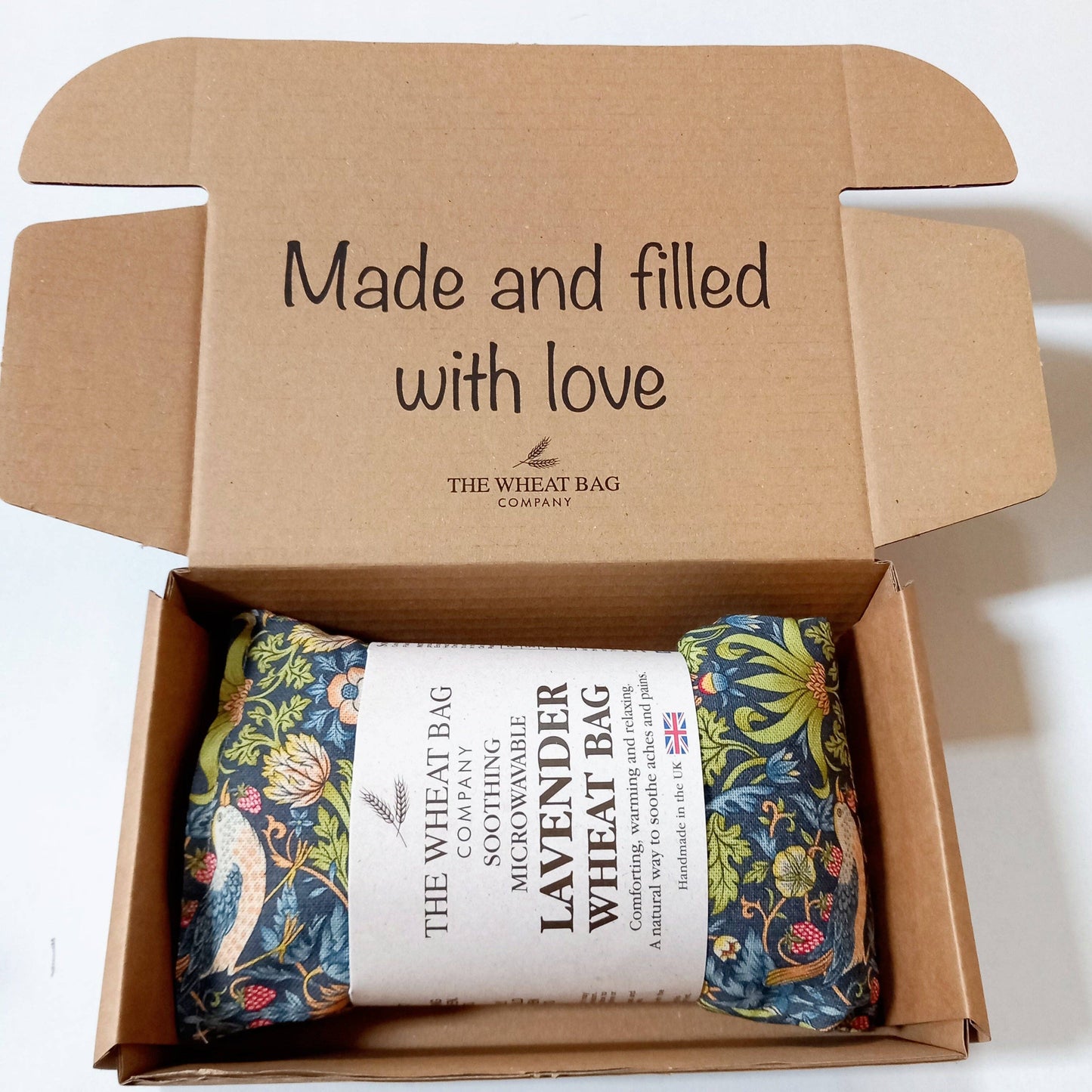 William Morris Strawberry Thief Navy Cotton Wheat Bag: Lavender