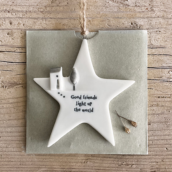 Hanging Porcelain Star- Good Friends