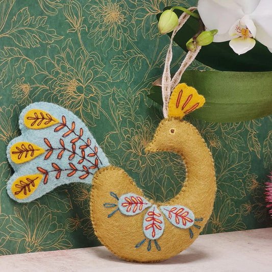Folk embroidered Peacock - Felt Craft Kit