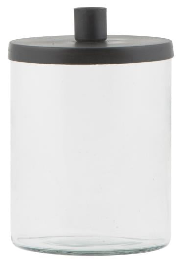 Candle Holder Jar - Glass with black metal Lid