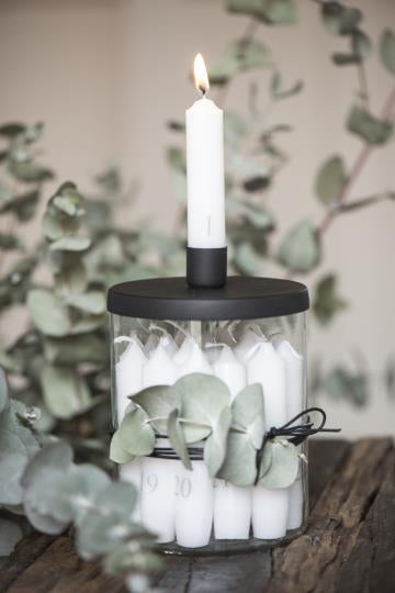 Candle Holder Jar - Glass with black metal Lid