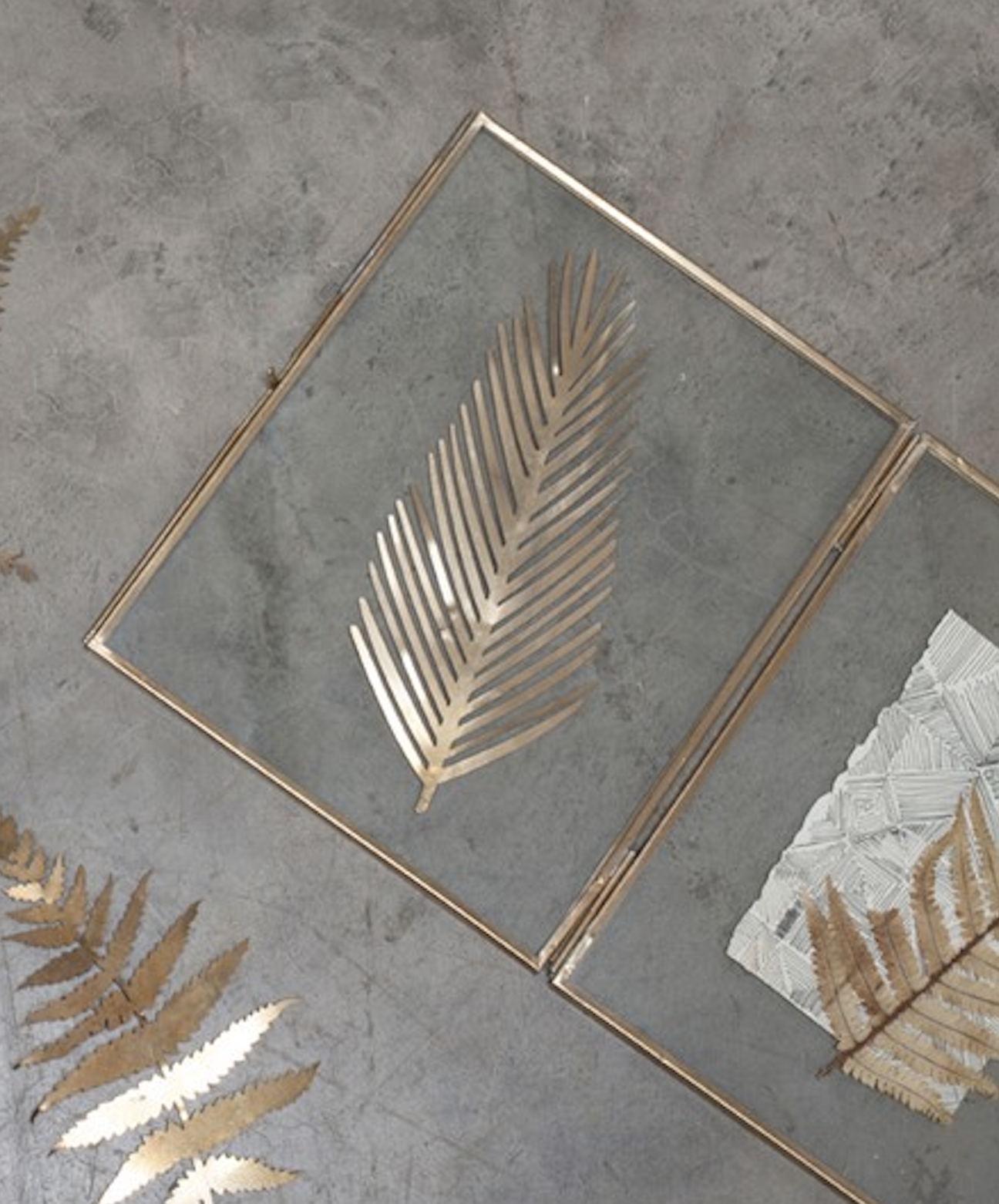 Nkuku Kiko large foliage artwork - Brass