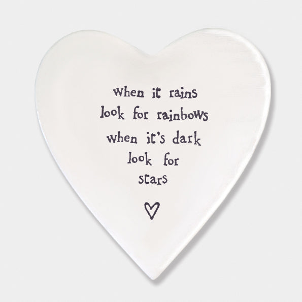 Porcelain Heart Coaster - Look for Rainbows