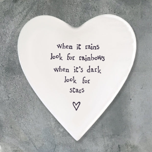 Porcelain Heart Coaster - Look for Rainbows