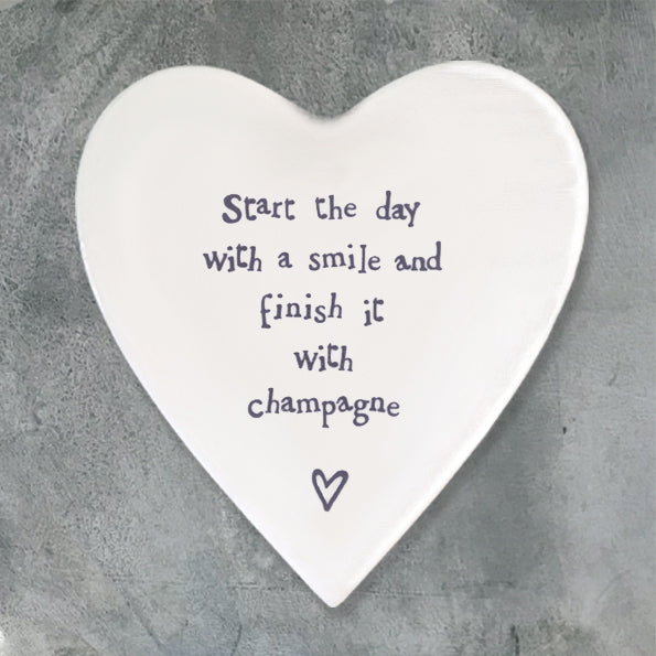 Porcelain Heart Coaster - Start your day with a smile