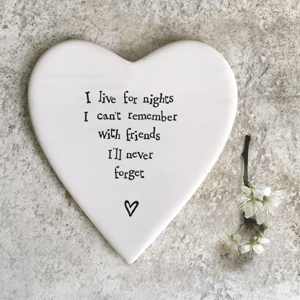 Porcelain Heart Coaster - Friends