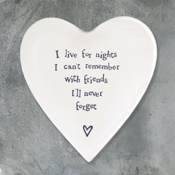Porcelain Heart Coaster - Friends