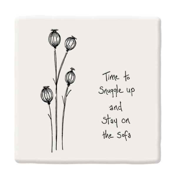 Porcelain Square Coaster - Time to Snuggle