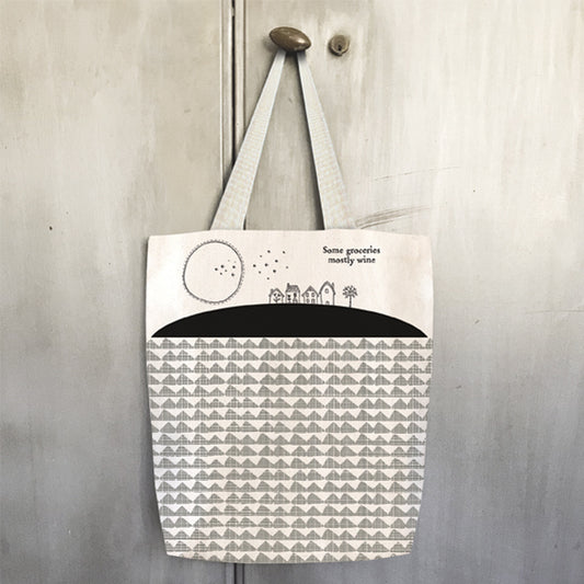 Cotton Canvas Shopping Bag - Some Groceries Mostly Wine
