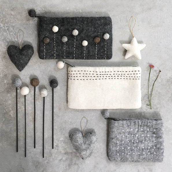 Felt Sashiko Cosmetic Bag