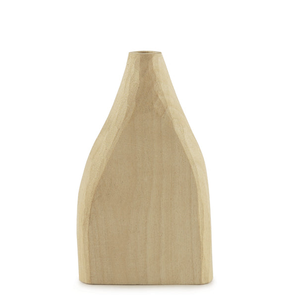 Handcarved Wooden Vase - Pale Wood