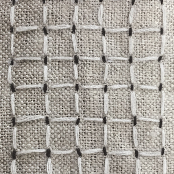 Linen Bookmark - White Squares