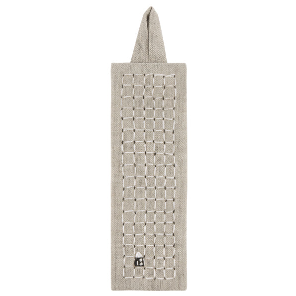 Linen Bookmark - White Squares
