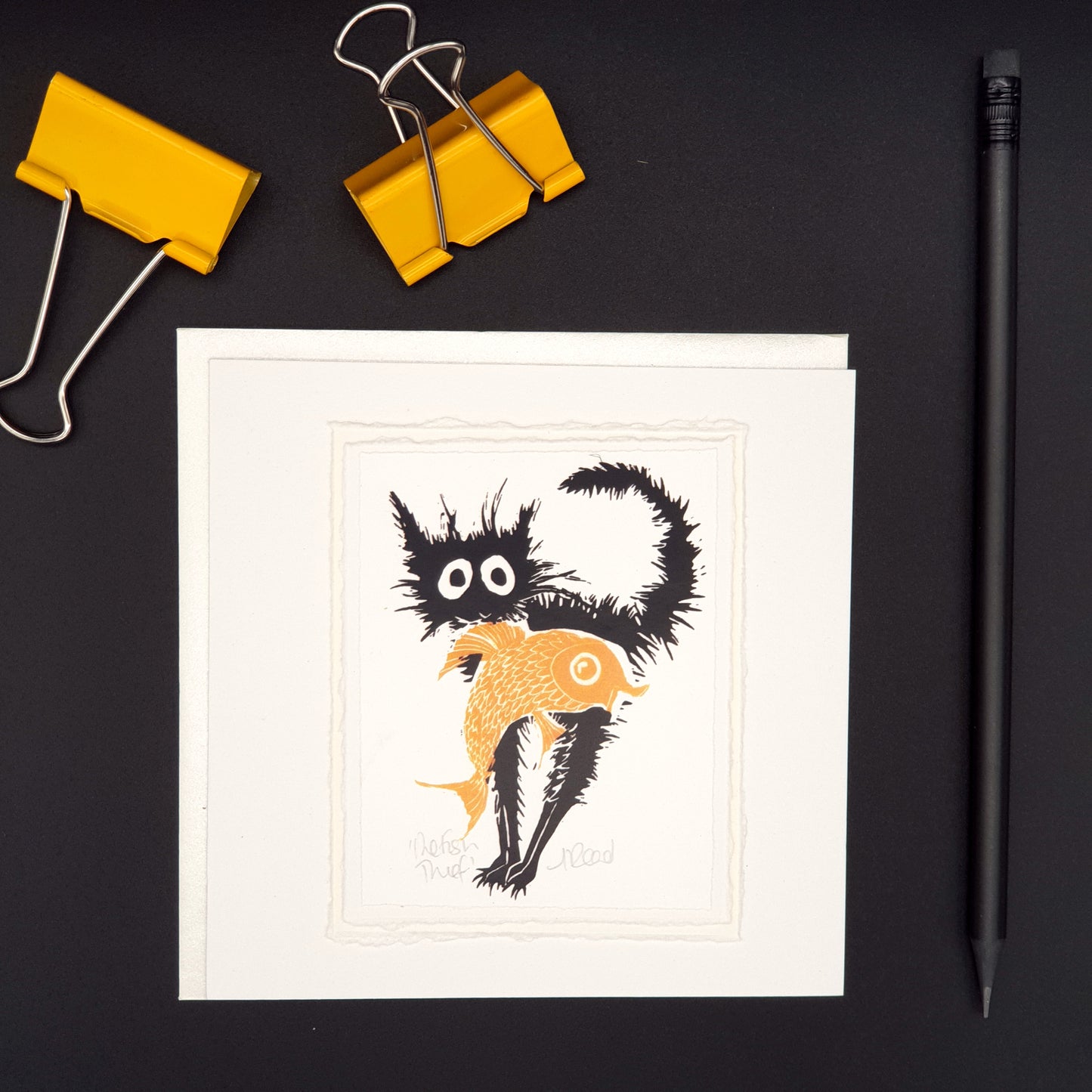 The Fish Thief Cat - Greetings Card