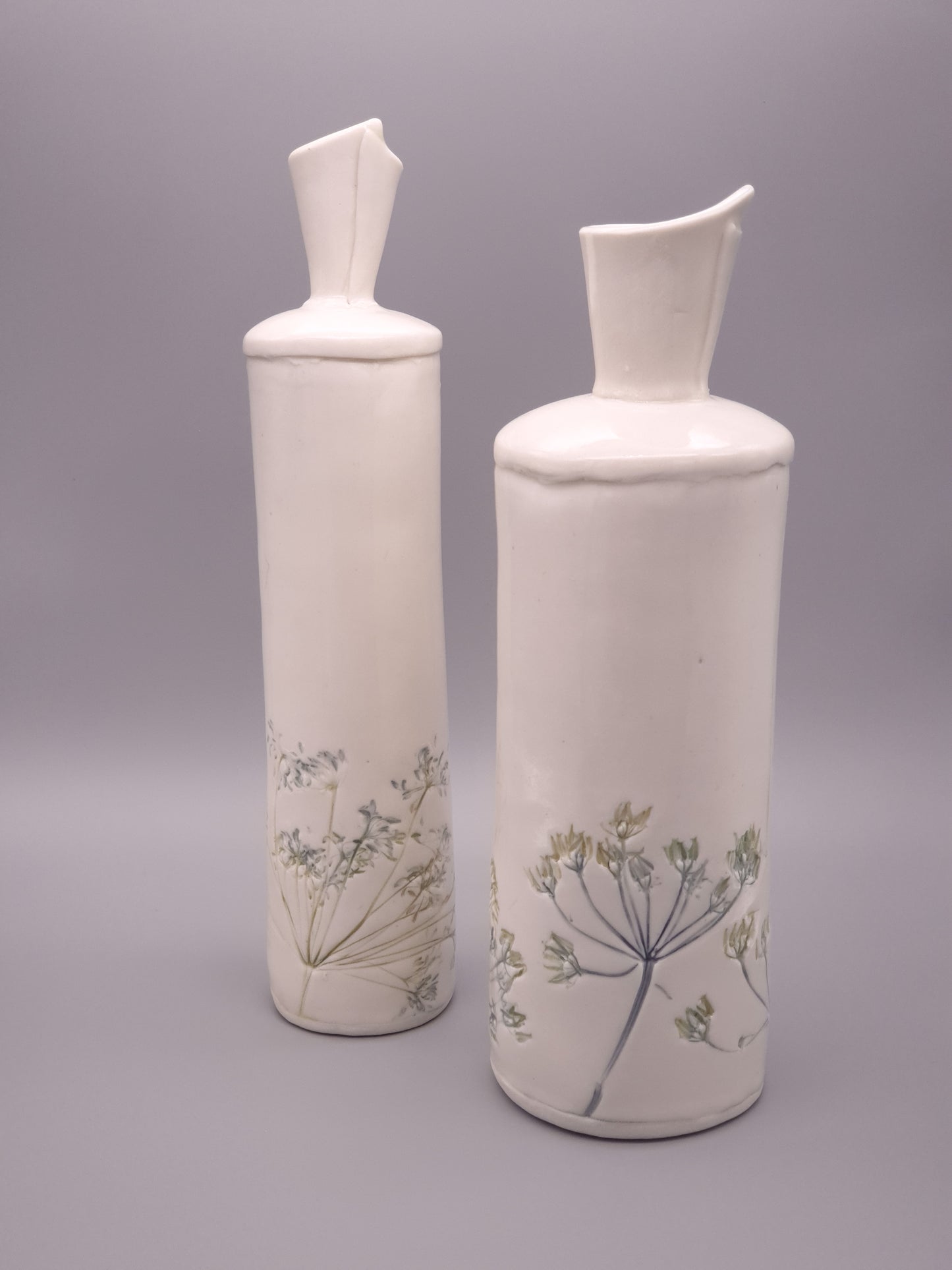 Flora and Fauna Ceramic Bottle Vase