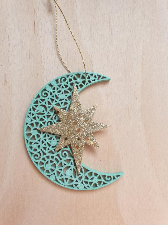 Moon and star hanging tree decoration