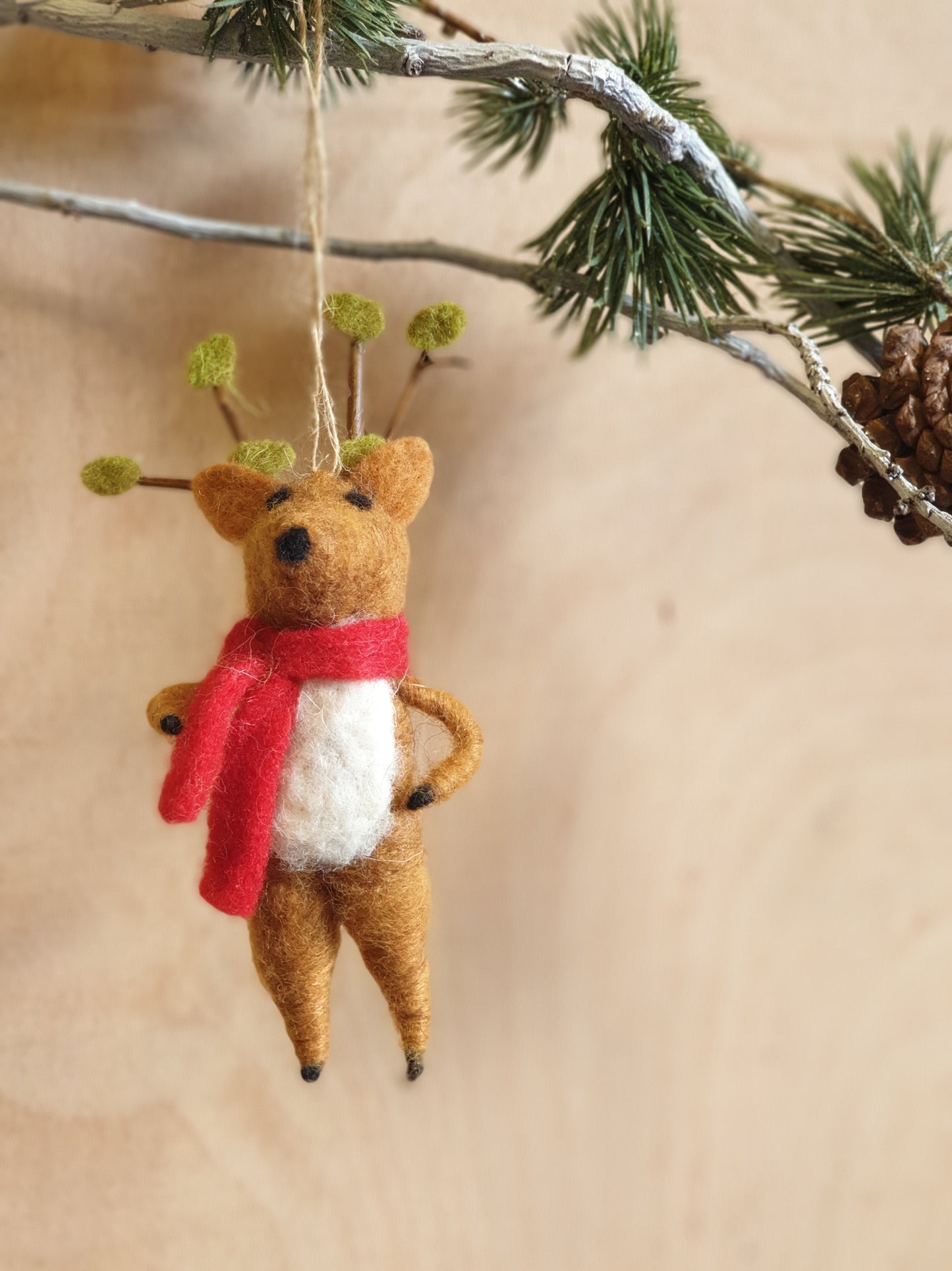 Reindeer with antlers felt decoration