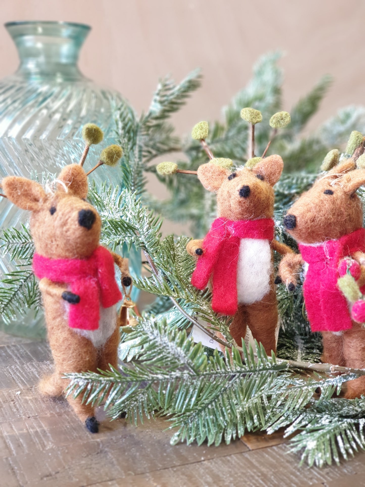 Reindeer with antlers felt decoration