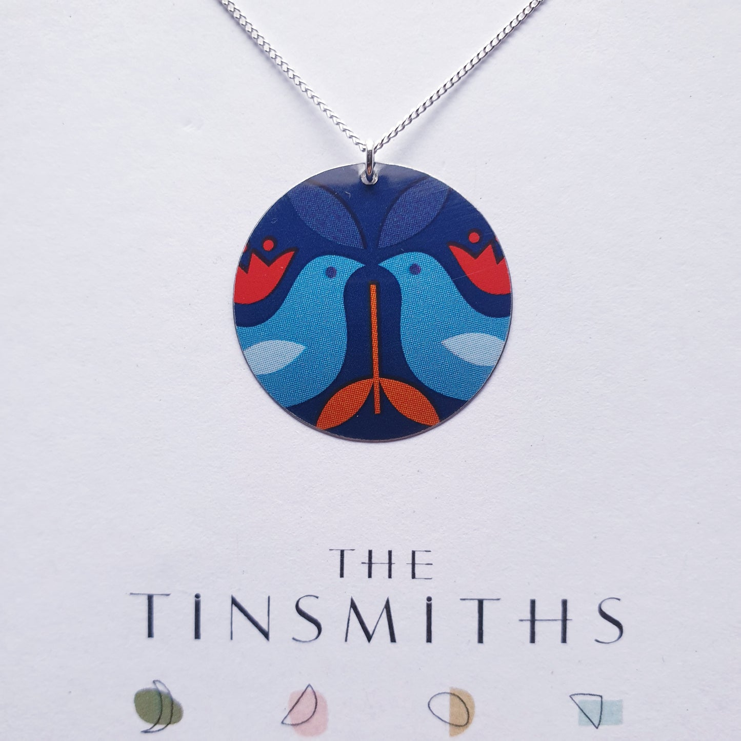 Ava Folk Print Disc Necklace