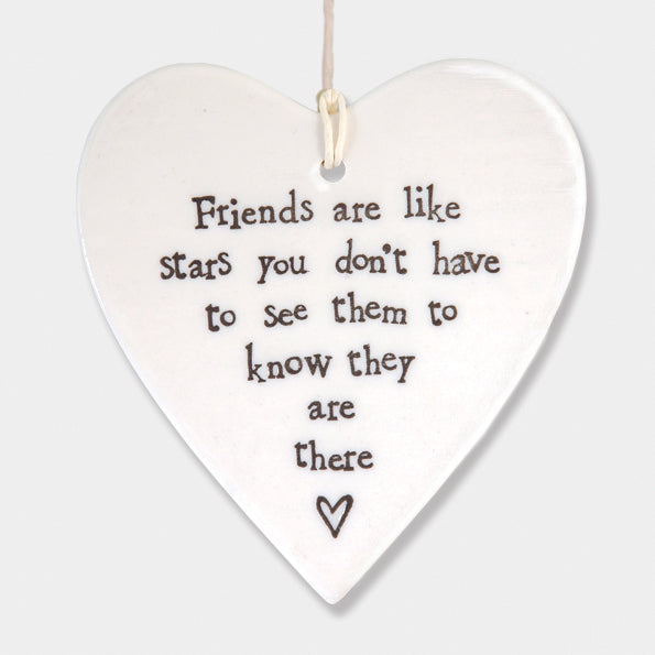 Hanging Porcelain Heart - Friends are like Stars