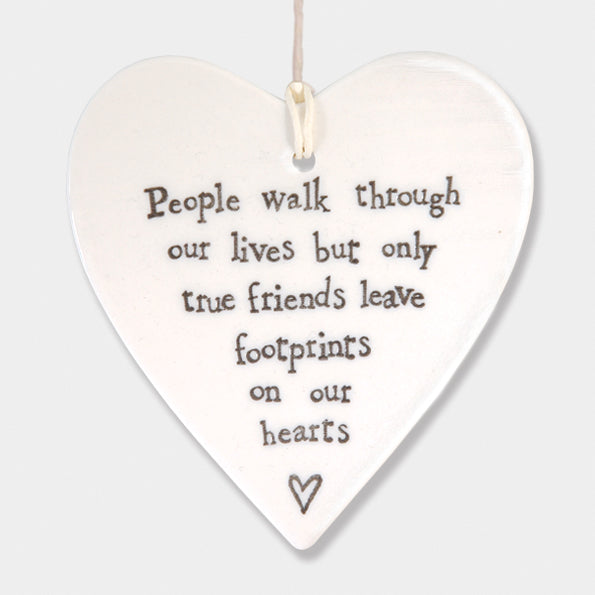 Hanging Porcelain Heart - Footprints