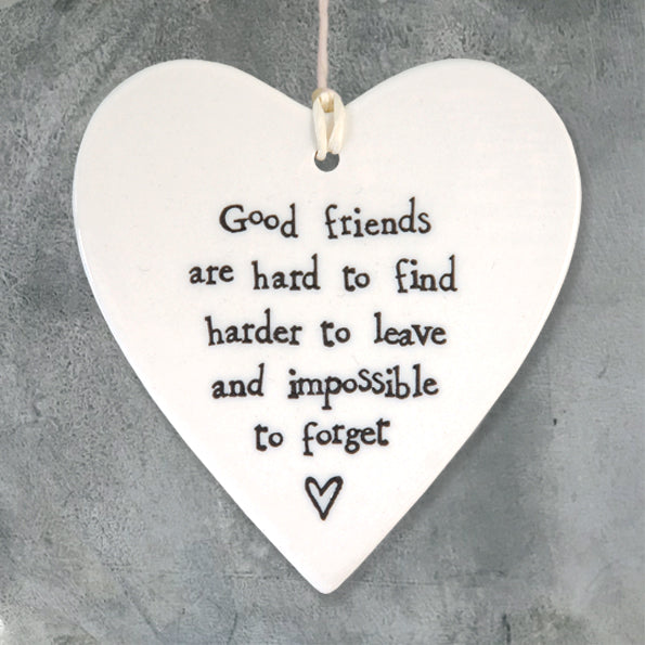 Hanging Porcelain Heart - Good Friends