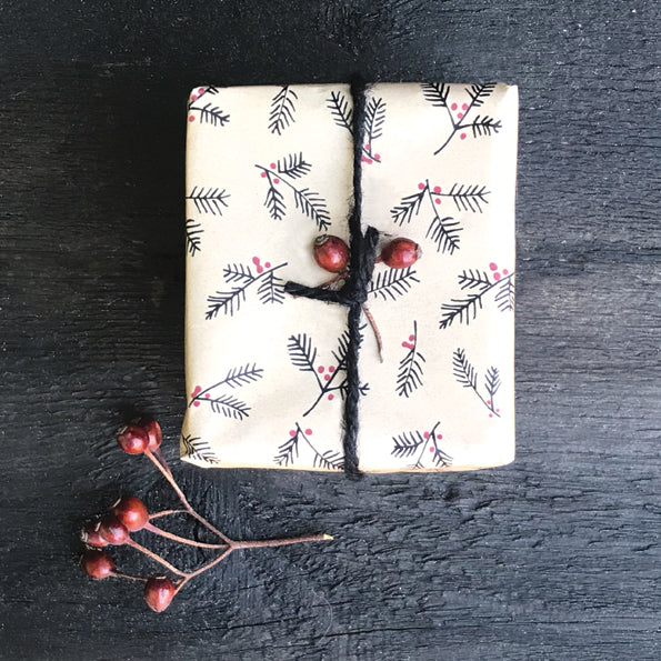 Kraft Wrap Roll - Berry Branches